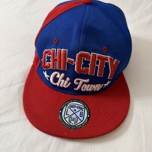 Max Head Gear Chicago "Chi-City" ‎ Snapback Hat red and blue Vintage Chi Town